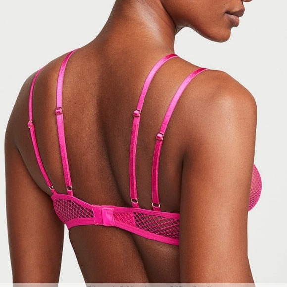 V.S. 2pc Fishnet Open Cup Low-Cut Demi Bra & Fishnet Open Back Cheeky Panty-L - Picture 3 of 8